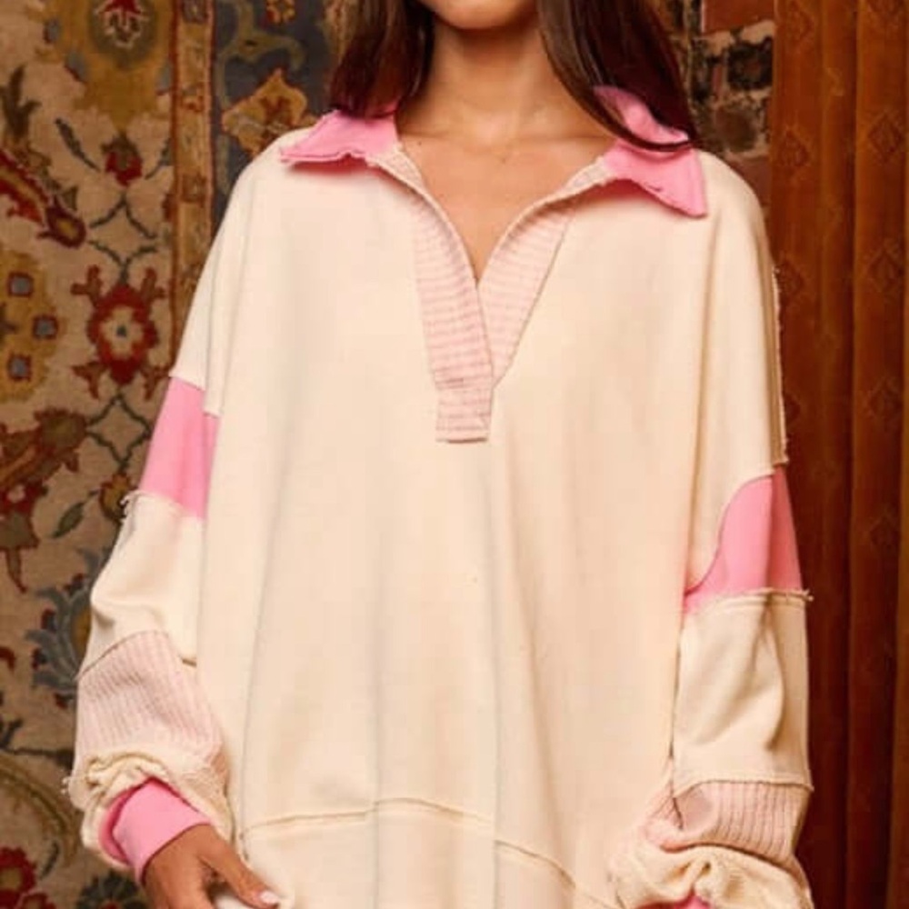 Bucket list pink and cream stripe sweater